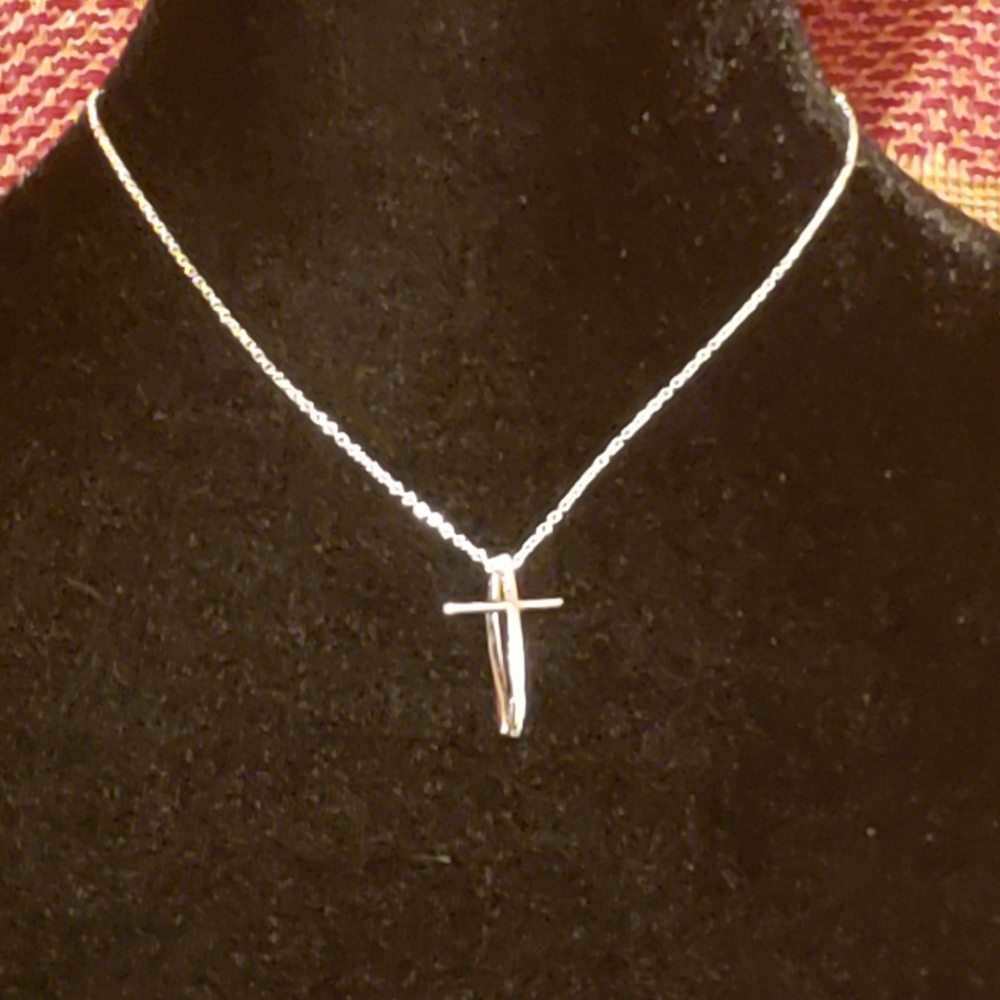 Black and White rhinestone Cross pendant